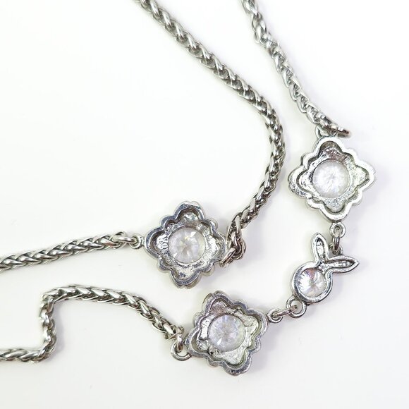Womens Silver Chain and Rhinestone Necklace - Picture 5 of 7